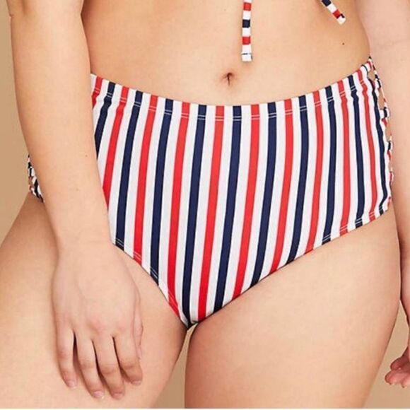 Swim by Cacique Red, White & Blue SwimSuit, Plus 26 Bottoms - Picture 5 of 11